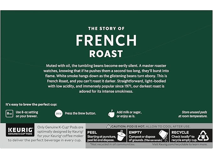 Starbucks Coffee K-Cup Pods French Roast Dark Roast Ground Coffee K-Cups for Keurig Brewers 100% Arabica Coffee 10 CT K-Cup Pods/Box (Pack of 2 Boxes)