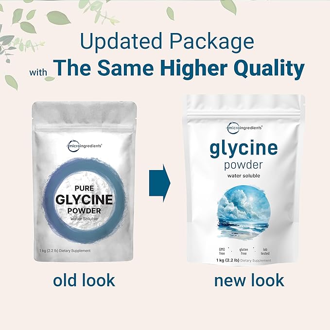 Micro Ingredients Glycine Powder 1KG (2.2 Pounds) Glycine 1000mg Per Serving Water Soluble and Products of USA