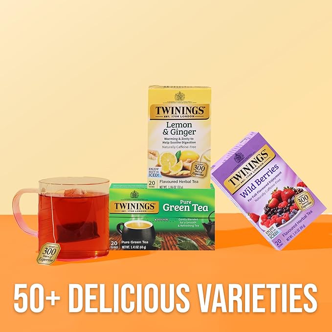Twinings Wild Berries Herbal Tea Individually Wrapped Bags 20 Count (Pack of 6) Full-Flavoured Naturally Caffeine-Free Enjoy Hot or Iced 120 Teabags