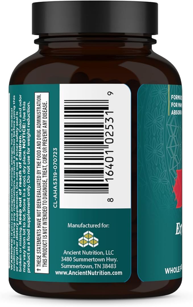 Ancient Nutrition Adrenal Support with Ashwagandha Supplement Helps Reduce Stress &amp Fatigue Paleo and Keto Friendly Gluten Free 1300mg 60 Capsules