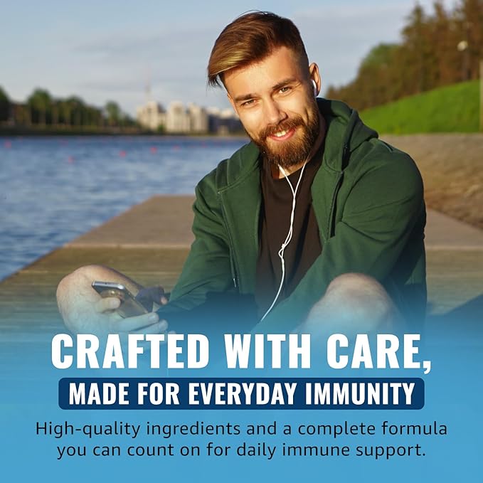 10-In-1 Immune Support Supplement: Immune Boosters for Adults &amp Kids Daily Immunity Defense with Key Immune System Vitamins Zinc Vitamin C and D Plus Elderberry Quercetin Echinacea &amp More