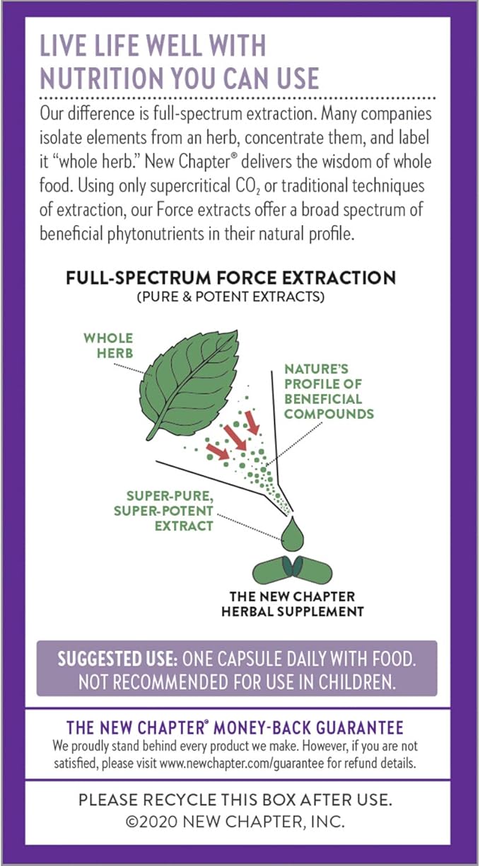 New Chapter Stress Relief Supplement - Holy Basil Force with Supercritical Holy Basil for Stress Support + Immune Support + Non-GMO Ingredients - Vegetarian Capsules 120 Count