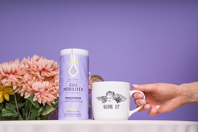 The CoLymph® Gut Mobilitea: Functional Herbal Tea for Occasional Constipation Bloating Gas Gut Health &amp Digestion Senna Pomegranate Hibiscus Tea 30 Compostable Tea Bags