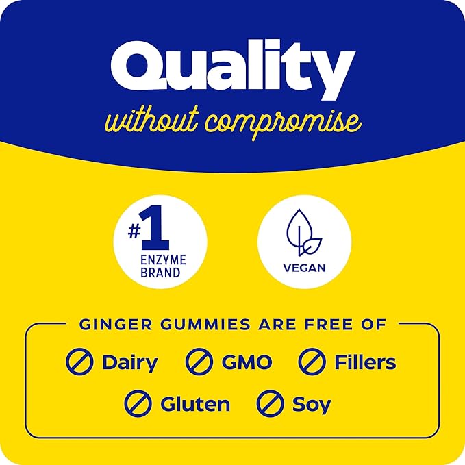 Enzymedica Ginger &amp Vitamin B6 Gummies Support for Occasional Nausea &amp Indigestion High Potency Equivalent to 200 mg Ginger Extract 60 Count