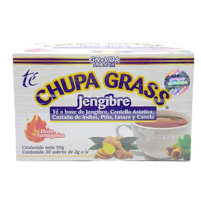 2 Pack Improved Formula Tea CHUPA GRASS &amp PANZA - Tea Based Ginger Gotu Kola &amp Cinammon Pineapple Jengibre (30 Tea Bags/0.10 oz Each)