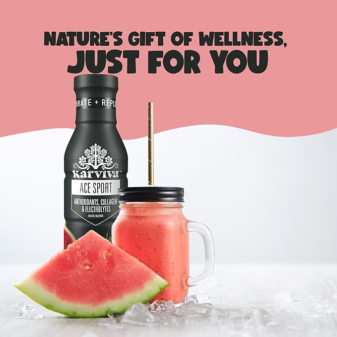 Karviva ACE Collagen Juice Healthy Joints Skin &amp Hair Antioxidant-Rich Berries Marine Collagen Natural Electrolytes Low-Sugar Low Glycemic Index Low-CaloriesNon-GMO Metabolism Booster W