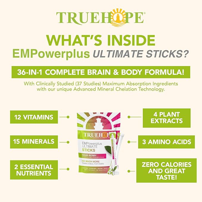 Multivitamin Nootropic Pouches with Inositol - Once-Per-Day EMPowerplus Ultimate Sticks - 30 Count (Sour Berry)