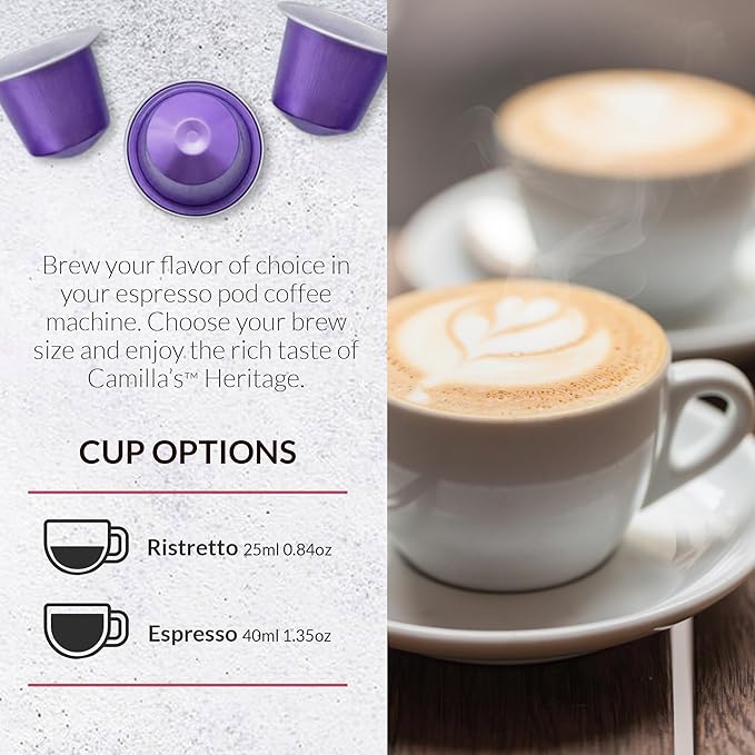 Camilla’s Heritage - Intensity 8 Caribbean Spice Flavored Espresso Coffee Gourmet Espresso Cups 60 Coffee Pods