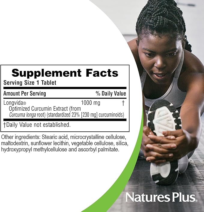 NaturesPlus PRO Longvida Curcumin 1000 mg - 30 Tablets - Promotes Healthy Free Radical Protection - Non-GMO Vegan &amp Gluten Free - 30 Servings