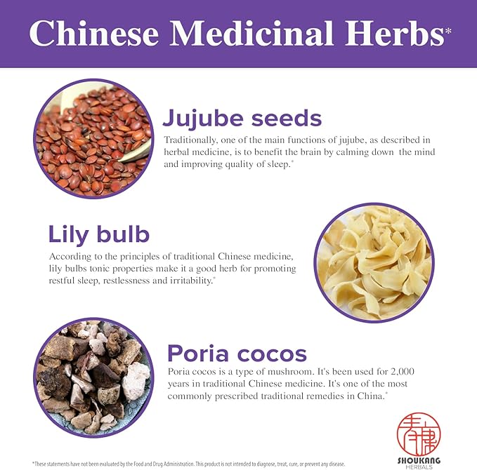 Herbal Chinese Medicine Supplements for Sleep Quality and Duration Sleeping Buddha HERBALS Quiet The Mind and Body 60 Capsules