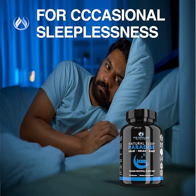 THE ENCLARE NUTRITION Melatonin 10mg Sleep Aid for Adults with Ashwagandha GABA 5HTP L Theanine Vitamin B6 Inositol Calcium Magnesium Natural Sleep Support Supplement Vegan 60ct. (1)