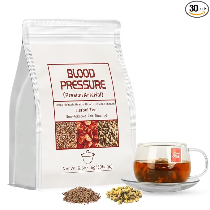 Blood Pressure Tea BagsHeart Functional Tea6g X 30 Bags 5.3 oz Natural Chinese Blend Herbal Tea Gluten FreeCaffeine Free Non-GMO