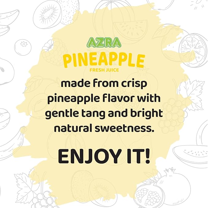 AZRA 100% Pineapple Juice – Fresh Organic Pineapple Taste in 500ml Cans – Zero Sugar Drinks Healthy Beverages Variety Pack for Kids and Adults – Bulk 100% Juice 12 Pack