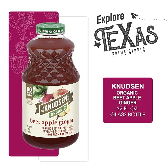 R.W. Knudsen Organic 2-Pack Organic Beet Apple Ginger Fruit Juice 100% USDA 32 fl oz Glass Bottle + 1 Utility Freebie by Lavinia
