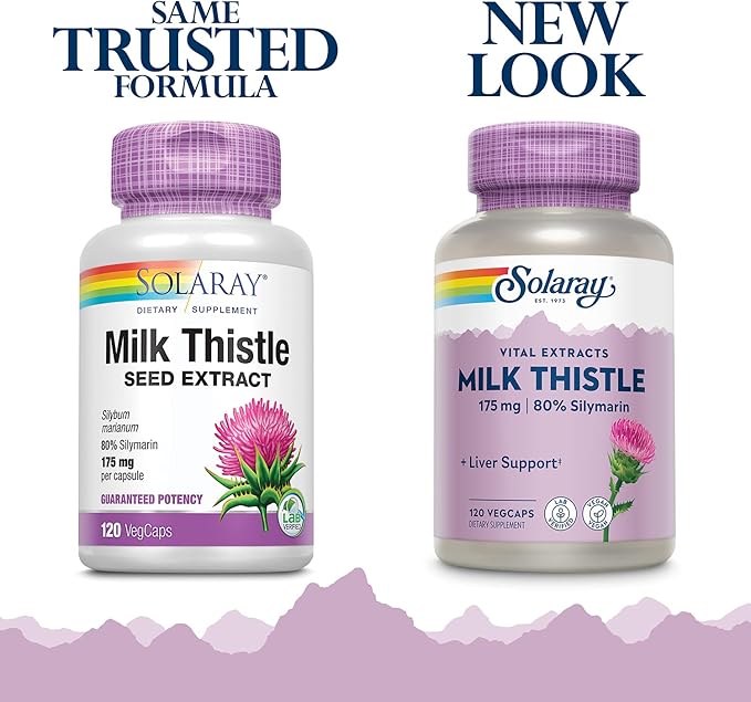 SOLARAY Milk Thistle Seed Extract 175mg Antioxidant Intended to Help Support a Normal Healthy Liver Non-GMO &amp Vegan 120 VegCaps
