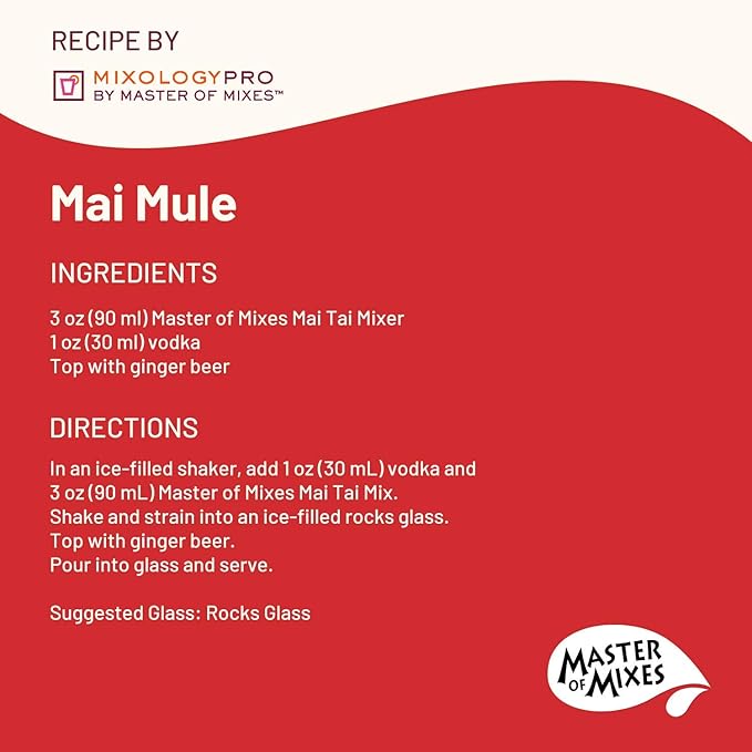 Master of Mixes Mai Tai Drink Mix Ready To Use 1 Liter Bottle (33.8 Fl Oz) Pack of 3