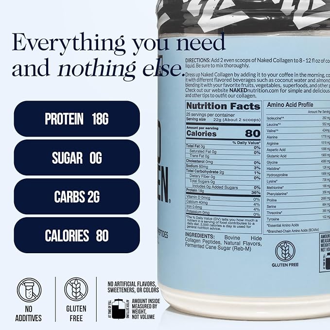 NAKED Vanilla Collagen Peptides (25 Servings 19.4oz) Colostrum Powder (150 Servings) – Pasture-Raised Grass-Fed Non-GMO Keto Gluten Free Gut Health Immunity Recovery &amp Skin Support