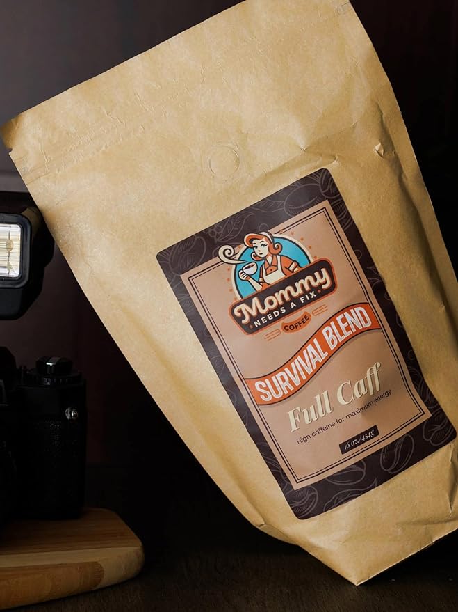 Mommy Needs A Fix Full Caff Ground Coffee | 100% All Natural Arabica Beans | Medium Roast | Pregnancy &amp Breastfeeding Friendly | Roasted in the USA | 1 lb