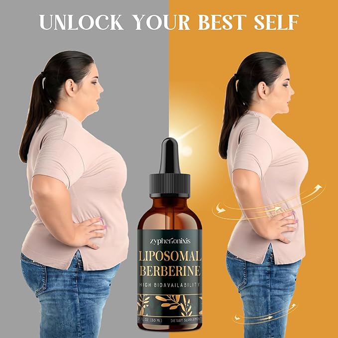 Liposomal Berberine HCL Supplement Liquid 3000mg - High Absorption Berberine Drops with Ceylon Cinnamon - 12-in-1 Formula AMPK Activator Sugar Free - 4 fl oz