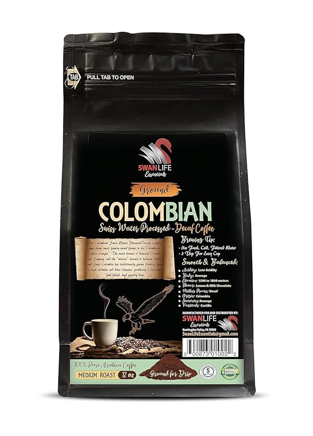 Relaxing Decaf Roast - DECAF COLOMBIAN COFFEE GROUND - Swiss Press Decaf Coffee Smooth Coffee Ritual Fresh Brew Grounds Velvety Morning Flavor Balanced Decaf Beans Swiss Water Bliss 2 Packs