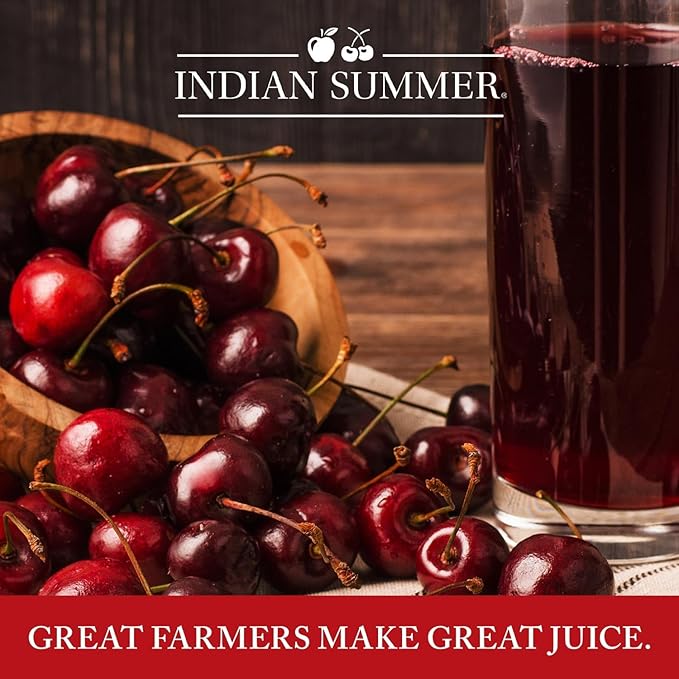 Indian Summer Premium Tart Cherry Juice Made with Montmerency Cherries 2 Simple Ingredients Handpicked Fruit since 1973 (32oz Pack of 2)
