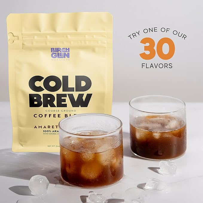Birch Glen Roasters Cold Brew Coffee | Flavored Coarse Ground Coffee | Artisanal Roasting | 100% Arabica |1 LB | Peanut Butter &amp Jelly