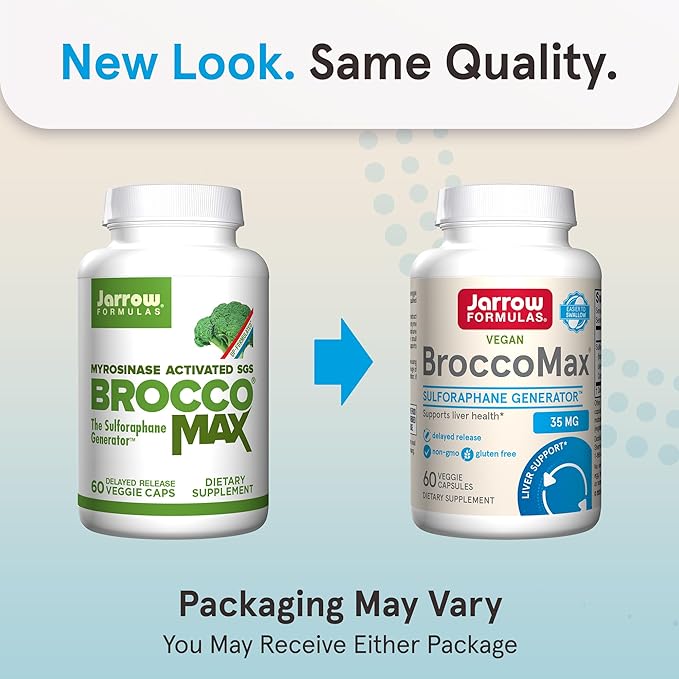 Jarrow Formulas BroccoMax Sulforaphane Generator 35 mg Sulforaphane Glucosinolate &amp Myrosinase Broccoli Seed Supplement for Liver Health Support 60 Delayed Release Veggie Capsules 30 Day Suppl