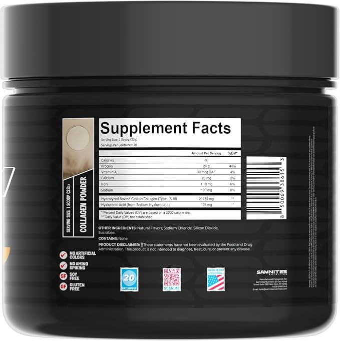 Collagen Powder Cinnamon Roll Flavor 20g Protein Natural Ingredients Gluten Free No Artificial Colors Supports Skin Hair Joints