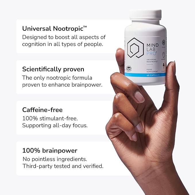 Mind Lab Pro® MLP® v4 Universal Nootropic™ Brain Booster Supplement for Focus Memory Clarity Energy - 60-Count - Plant-Based Naturally Sourced Memory Vitamins for Better Brain Health Made in USA