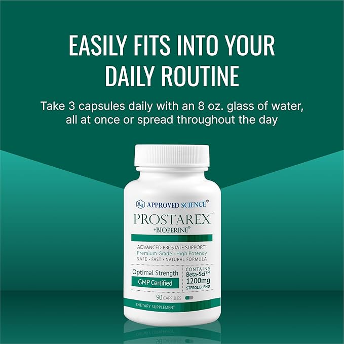 Approved Science Prostarex - Prostate Supplement - Saw Palmetto 1200mg Beta-Sitosterol Bioperine - 270 Capsules - 3 Month Supply