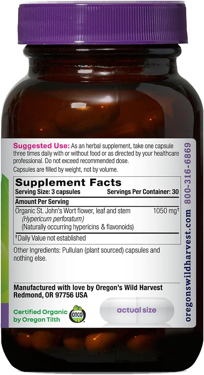 Oregon's Wild Harvest St John's Wort Supplement 90 Count