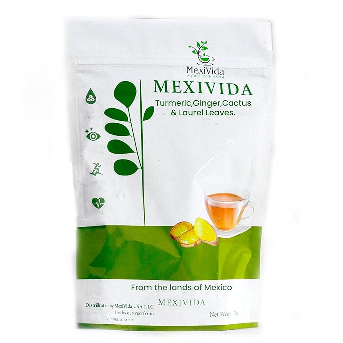 MexiVida Monthly 3Pack Herbal Tea Supports Blood Pressure &amp Sugar Balance All Natural Ginger Turmeric Tea Nutrient-Rich Herbal Tea Caffeine-Free Wellness Tea