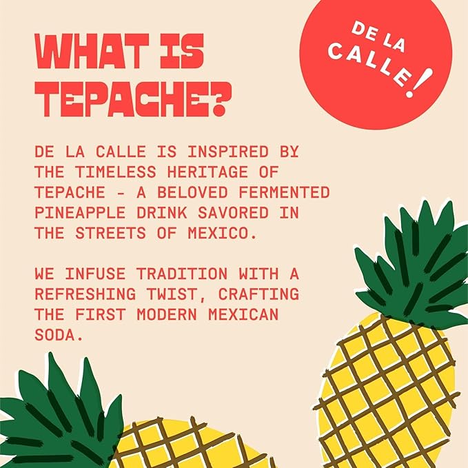 De La Calle Tepache - Naturally Fermented Pineapple Beverage Antioxidant Rich Certified Organic Fermented Low Sugar (Core Variety Pack) - Sparkling Juice - 12-Pack