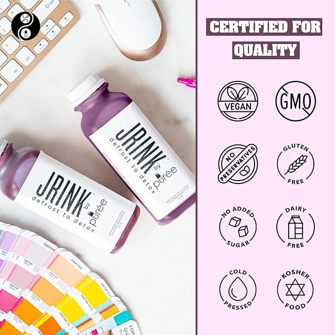 JRINK by Purée Organic Can’t Be Beet Juice Raw Beet Blend Cold Pressed Vegetable and Fruit Drink Healthy Detox Cleanse Organic Cold Press Juice Gluten-Free Energy Boost 16oz Bottles Pack of 18