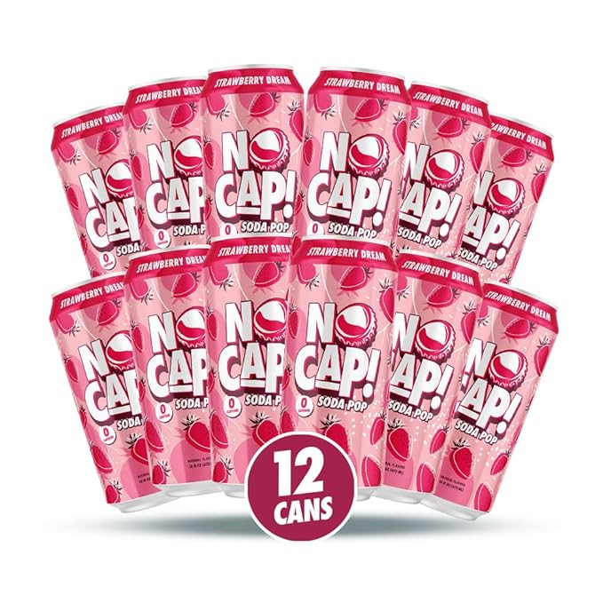 No Cap Soda Pop Strawberry Dream 16 fl oz (Pack of 12)