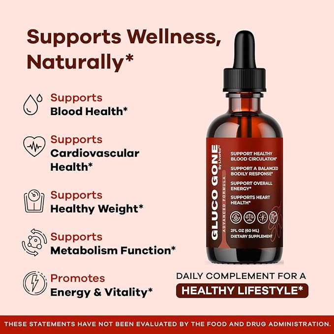 (3 Pack) GlucoGone Drops - Original Premium GlucoGone Liquid Drops All Natural Ingredients Support Advanced Formula for Overall Health &amp Wellness Organic Droppers 3 Bottles for 3 Months
