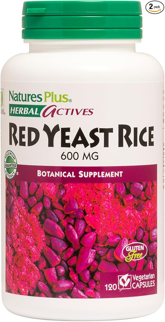 NaturesPlus Herbal Actives Red Yeast Rice - 120 Vegetarian Capsules Pack of 2 - Maximum Potency Herbal Supplement - Gluten Free - 240 Total Servings