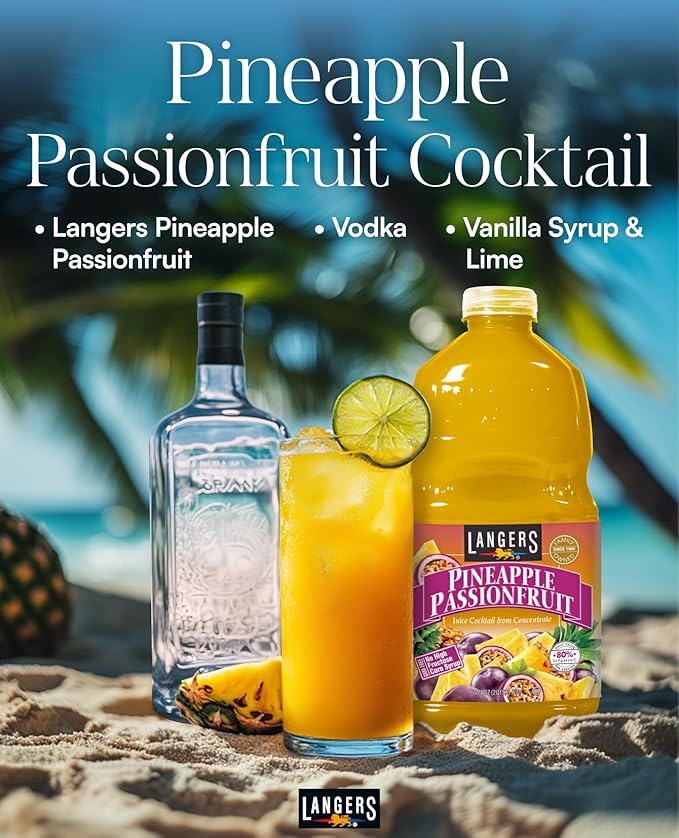 Langers Pineapple Passionfruit Juice Cocktail 64 Fl Oz (Pack of 8)