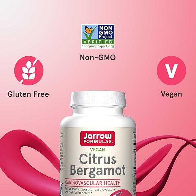 Jarrow Formulas Citrus Bergamot Supplement 500 mg - 60 Servings (Veggie Caps) - Antioxidant Support for Cardiovascular &amp Metabolic Health - Dietary Supplement - Vegan Gluten-Free- Use with QH-Abso