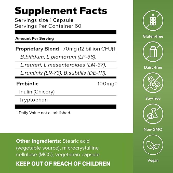BiotiQuest Ideal Immunity Probiotics to Balance Your Gut and Build Immune System Resilience 12 Billion CFU Non-GMO and Gluten Free 60 Capsules