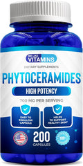 We Like Vitamins Phytoceramides 700mg - 200 Capsules All Natural Wheat Free and Plant Based - Phytoceramide Supplement - Skin Supplement for Women - Ceramides for Skin Hydration Repair Rejuvenation