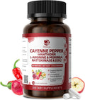 Cayenne Pepper Enteric-Coated Capsules - 18 in 1 Concentrated Complex w/High Potency Nutrient Moringa Hawthorn L-Arginine &amp D3K2 - Supports Circulation Heart &amp Digestion* - Natural | GMP 1