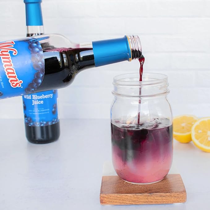 Wyman's Wild Blueberry Juice 100% Juice No Sugar Added Not From Concentrate Glass Bottled 500mL (12 Pack)