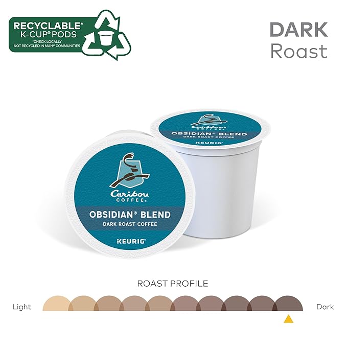 Caribou Coffee Obsidian Keurig Single-Serve K-Cup Pod Medium Roast Coffee 96 Count