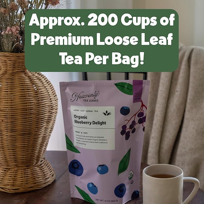 Heavenly Tea Leaves Organic Rose Black Bulk Loose Leaf Black Tea 1 Lb. (Approx. 200 Cups) - Strong Full Bodied Floral Great For Hot Or Iced Tea Antioxidant Black Tea With Rose Petals