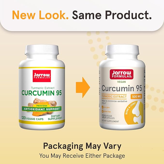 Jarrow Formulas Curcumin 95 500 mgTurmeric Curcumin Extract for Antioxidant Support Bone and Joint Support Dietary Supplement120 Veggie CapsulesUp to 120 Servings Pack of 12