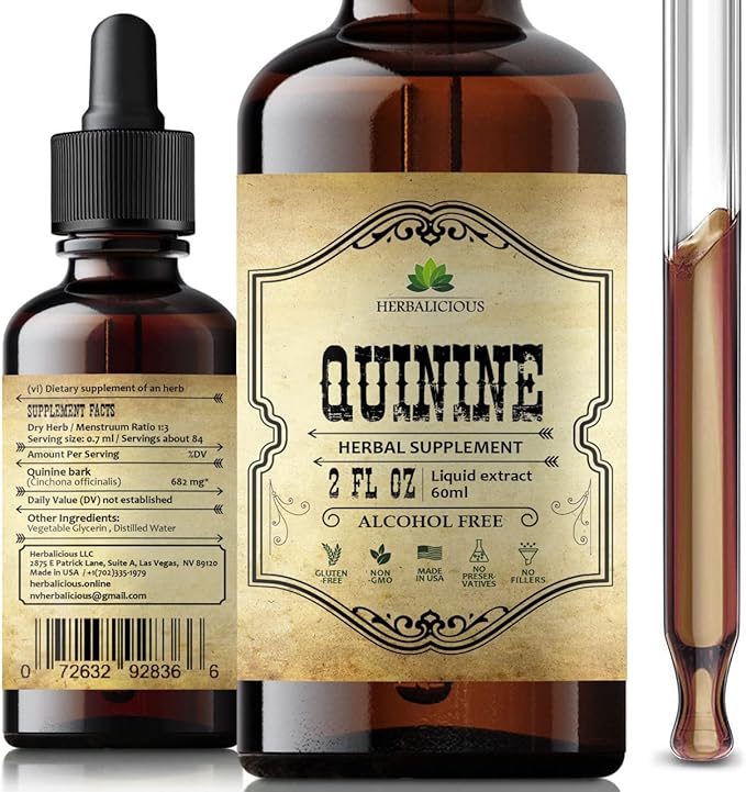 Quinine Liquid Extract 2oz – Restless Legs Syndrome Relief &amp Leg Cramps PM Nighttime Cramp Relief – All-Natural Cinchona Officinalis Bark Tincture for Cramp Defense Digestive Health &amp Immune