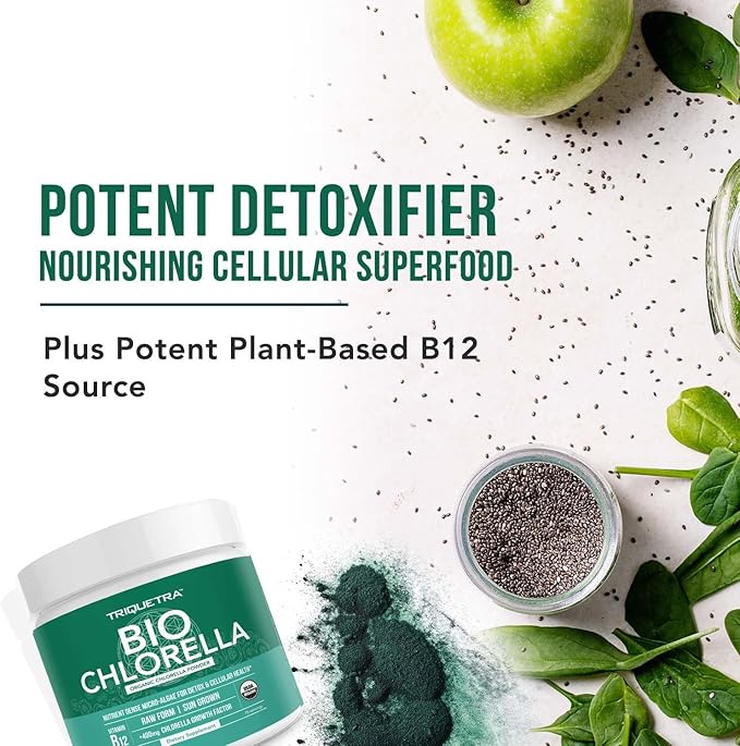 Organic Chlorella Powder – Raw &amp Sun-Grown – Nutrient-Dense Green Algae with CGF (Chlorella Growth Factor) Supports Overall Well-Being and Vitality – Vegan-Friendly – 75 Servings (225g)