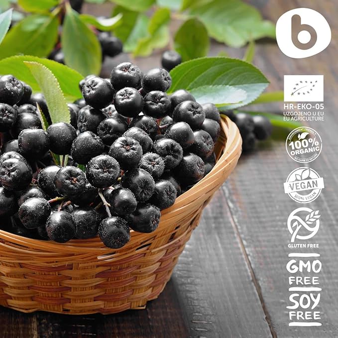 Organic Aronia Berry Capsules – Black Chokeberry Supplement with Natural Anthocyanins &amp Polyphenols – Supports Immune System – from Aronia Berries Powder – Non-GMO – 500mg 90 Vegan Capsules