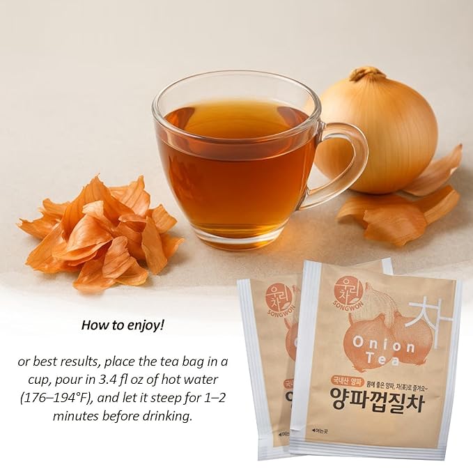 SONGWON Korean Onion Peel Tea – Natural Herbal Tea Made from 100% Korean Onion Skins for Distinct Flavor_100 Tea Bags (0.6g each)